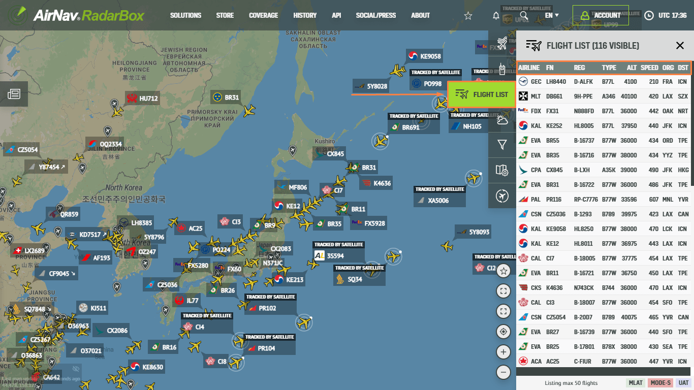 AirNav RadarBox Features Flight List Blog